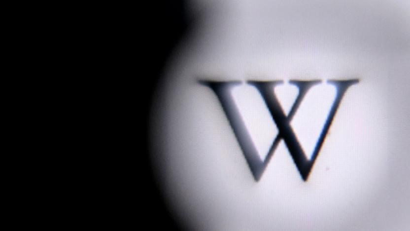 A picture taken on April 15, 2022 in Moscow shows the Wikipedia logo is seen on a tablet screen. (Photo by Kirill KUDRYAVTSEV / AFP) (Photo by KIRILL KUDRYAVTSEV/AFP via Getty Images)