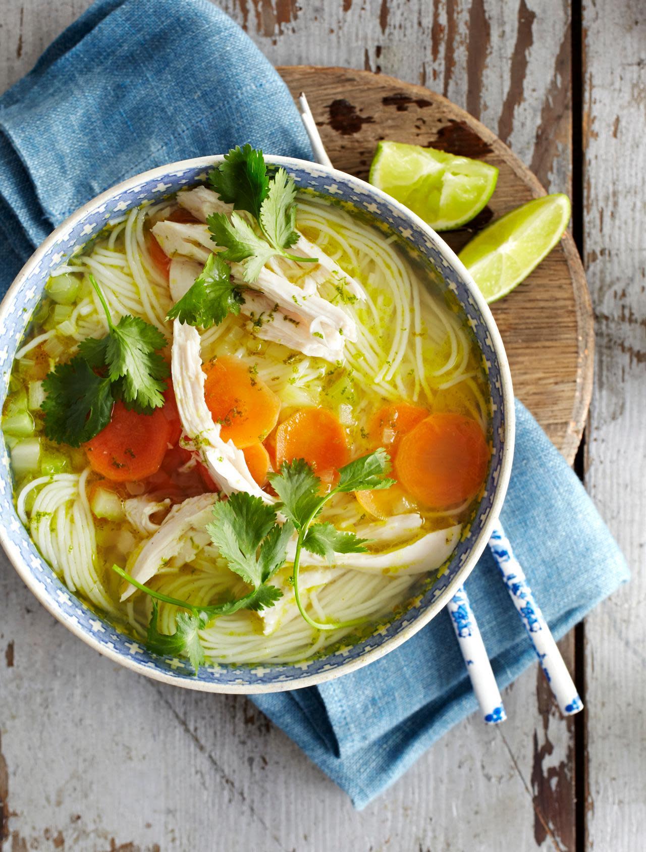 Cure-Me-Quick Soup with Chicken, Noodles, Ginger & Lime