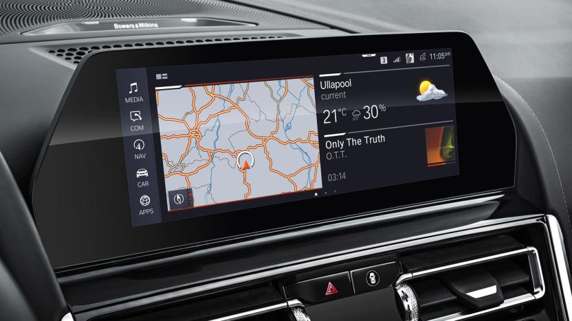 A touchscreen display in a BMW vehicle.