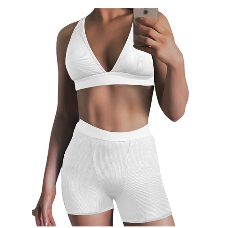 SKIMS on X: The Cotton Rib Plunge Bralette and Boxer. You know it