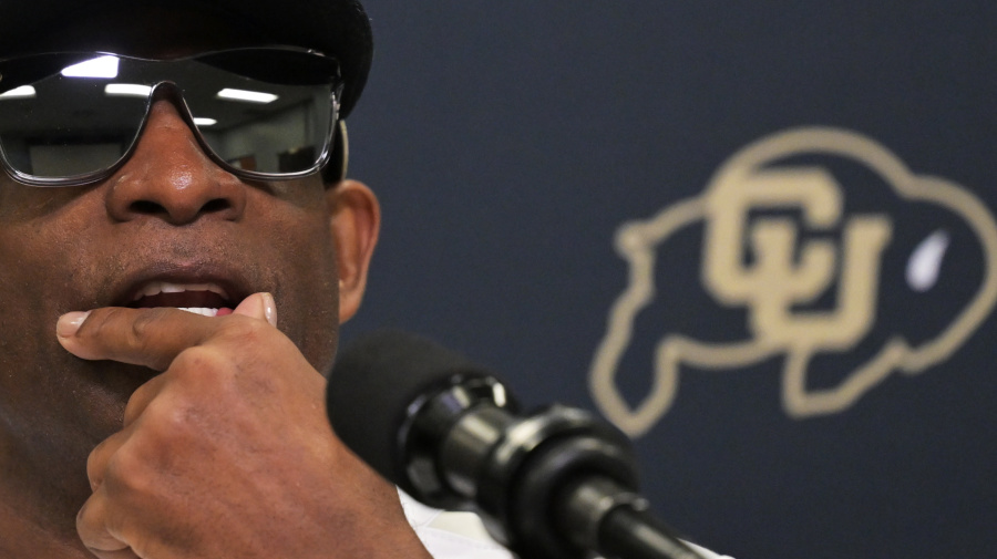 Getty Images - BOULDER, COLORADO - MARCH 20: Deion Coach Prime Sanders speaks with the media on campus about his second season as head coach of the Colorado Buffaloes in Boulder, Colorado on March 20, 2024. Photo by  RJ Sangosti/MediaNews Group/The Denver Post via Getty Images)