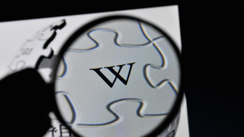 ANKARA, TURKEY - JANUARY 15: (BILD ZEITUNG OUT) In this photo illustration, The logo of Wikipedia is seen on the screen of a laptop with a magnifying glass on January 15, 2021 in Ankara, Turkey. (Photo by Altan Gocher/DeFodi Images via Getty Images)