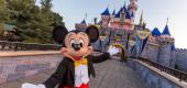 A person in a Mickey Mouse costume at Disneyland. (Getty Images)