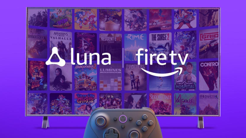 An ad for Amazon Luna and Fire TV showing a controller, a TV and logos.