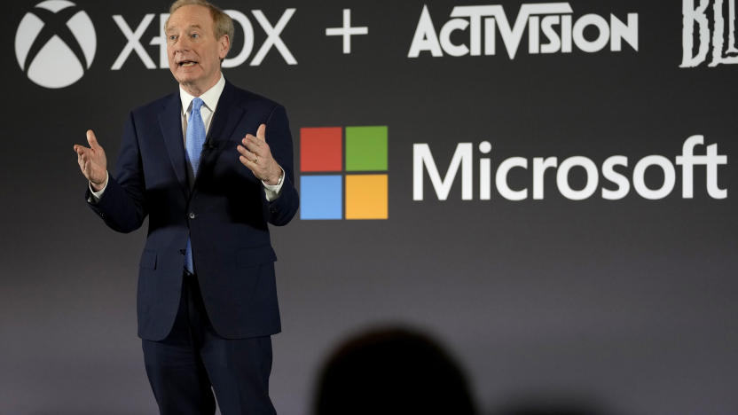 Microsoft President Brad Smith addresses a media conference regarding Microsoft's acquisition of Activision Blizzard and the future of gaming in Brussels, Tuesday, Feb. 21, 2023. (AP Photo/Virginia Mayo)