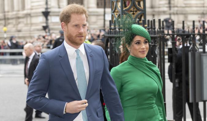 LONDON, ENGLAND - MARCH 09: Prince Harry, Duke of Sussex and Meghan, Duchess of Sussex attend the Commonwealth Day Service 2020 at Westminster Abbey on March 9, 2020 in London, England. (Photo by Mark Cuthbert/UK Press via Getty Images)