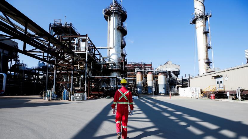 A Shell employee walks through the company's new Quest Carbon Capture and Storage (CCS) facility in Fort Saskatchewan, Alberta, Canada, October 7, 2021.  REUTERS/Todd Korol