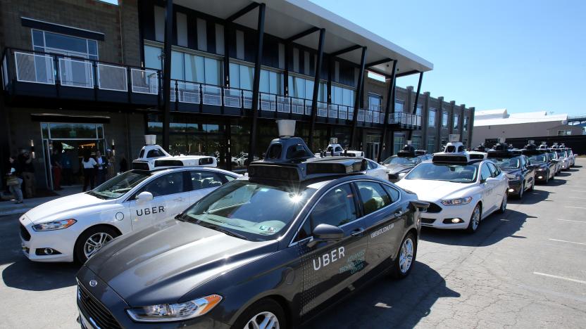 A fleet of Uber's Ford Fusion self driving cars are shown during a demonstration of self-driving automotive technology in Pittsburgh, Pennsylvania, U.S. September 13, 2016.  REUTERS/Aaron Josefczyk