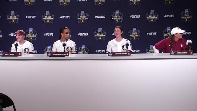Watch: Florida State softball talks following WCWS win over Oklahoma State on Thursday