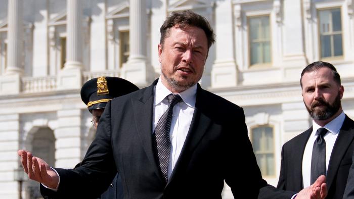 Elon Musk departs following a meeting in the office of US House Speaker Kevin McCarthy (R-CA), at the US Capitol in Washington, DC, on September 13, 2023.  (Photo by Stefani Reynolds / AFP) (Photo by STEFANI REYNOLDS/AFP via Getty Images)