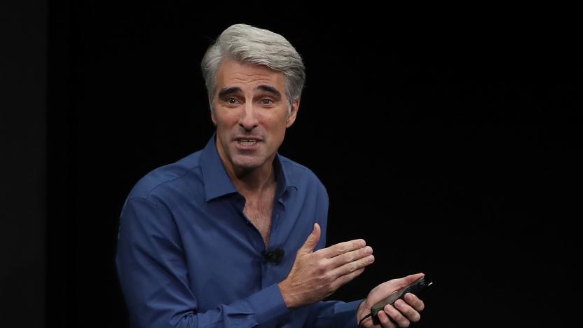 CUPERTINO, CA - SEPTEMBER 12:  Apple's senior vice president of Software Engineering Craig Federighi speaks during an Apple special event at the Steve Jobs Theatre on the Apple Park campus on September 12, 2017 in Cupertino, California. Apple held their first special event at the new Apple Park campus where they announced the new iPhone 8, iPhone X and the Apple Watch Series 3.  (Photo by Justin Sullivan/Getty Images)