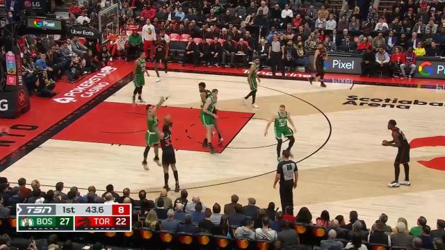 Gary Trent Jr. with a last basket of the period vs the Boston Celtics