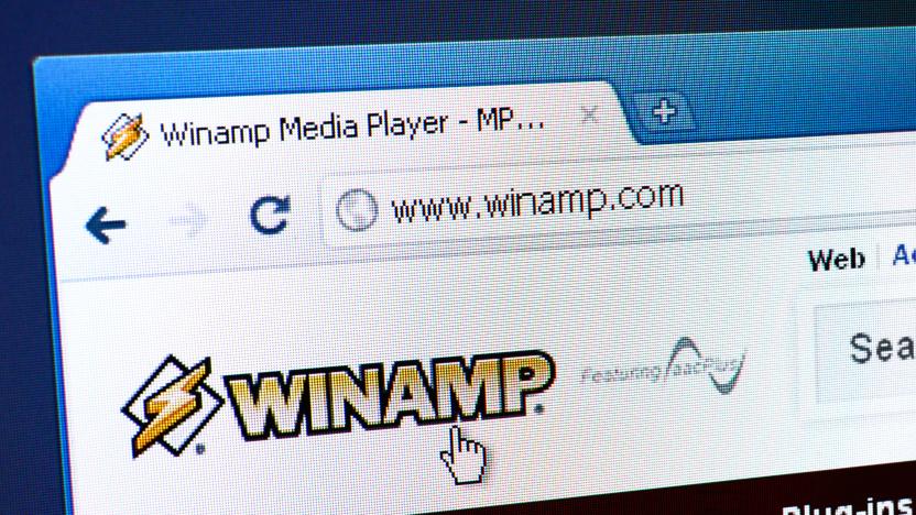 Izmir, Turkey - March 29, 2011: Close up of Winamp main page on the web browser. 