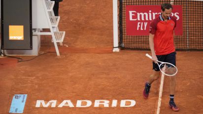 Associated Press - Daniil Medvedev of Russia walks past the net during the Mutua Madrid Open tennis tournament against Jiri Lehecka of the Czech Republic in Madrid, Spain, Thursday, May 2, 2024. (AP Photo/Manu Fernandez)