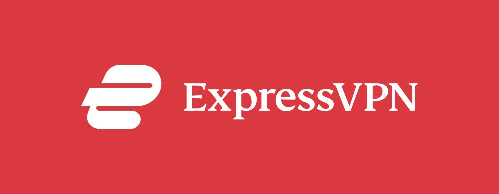 expressVPN logo with white writing on red background