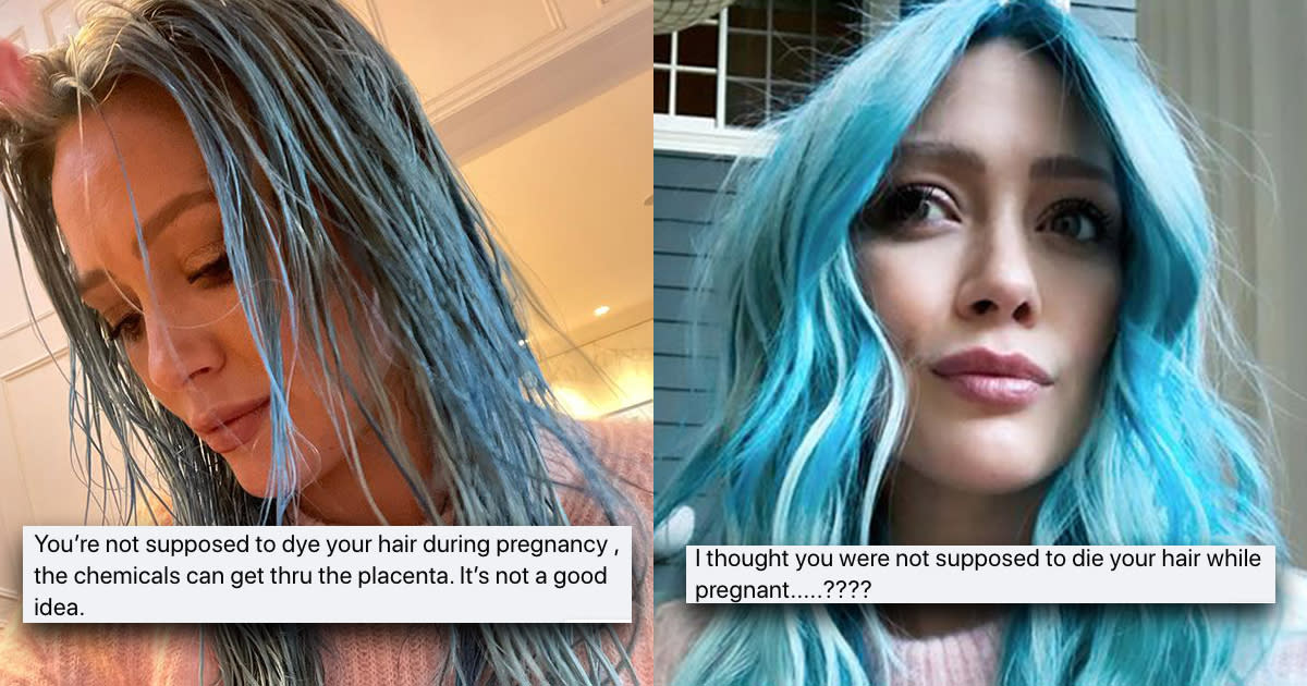 Hilary Duff dyes her hair blue 8 months during pregnancy and is immediately embarrassed
