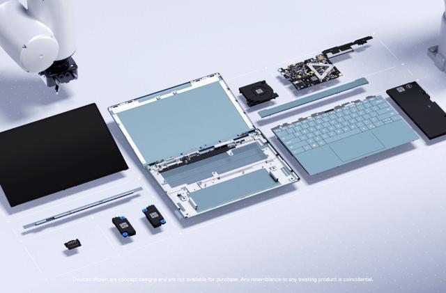 Dell Concept Luna fully disassembled.