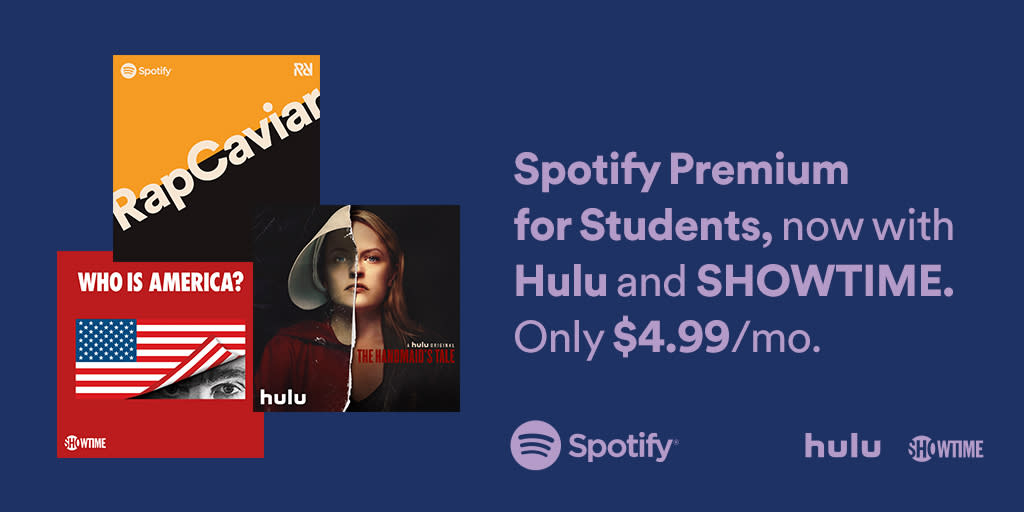 Spotify Adds Free Showtime Subscription to $4.99 Student Tier