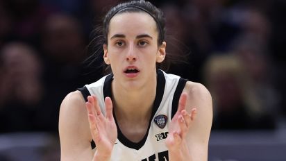 Getty Images - CLEVELAND, OHIO - APRIL 05: Caitlin Clark #22 of the Iowa Hawkeyes reacts in the second half during the NCAA Women's Basketball Tournament Final Four semifinal game against the UConn Huskies at Rocket Mortgage Fieldhouse on April 05, 2024 in Cleveland, Ohio. (Photo by Steph Chambers/Getty Images)