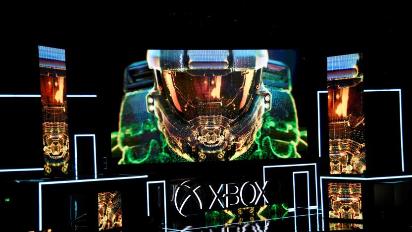 Graphics are shown on a screen during unveiling of the Xbox One X gaming console during the Microsoft Xbox E3 2017 media briefing in Los Angeles, California, U.S., June 11, 2017. REUTERS/Kevork Djansezian