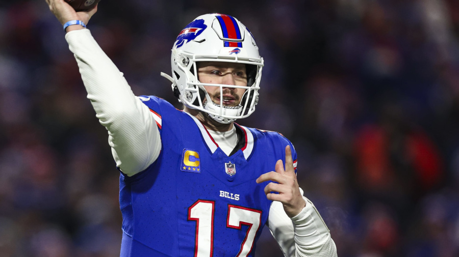 Getty Images - ORCHARD PARK, NY - JANUARY 21: Josh Allen #17 of the Buffalo Bills throws the ball during an NFL divisional round playoff football game against the Kansas City Chiefs at Highmark Stadium on January 21, 2024 in Orchard Park, New York. (Photo by Perry Knotts/Getty Images)