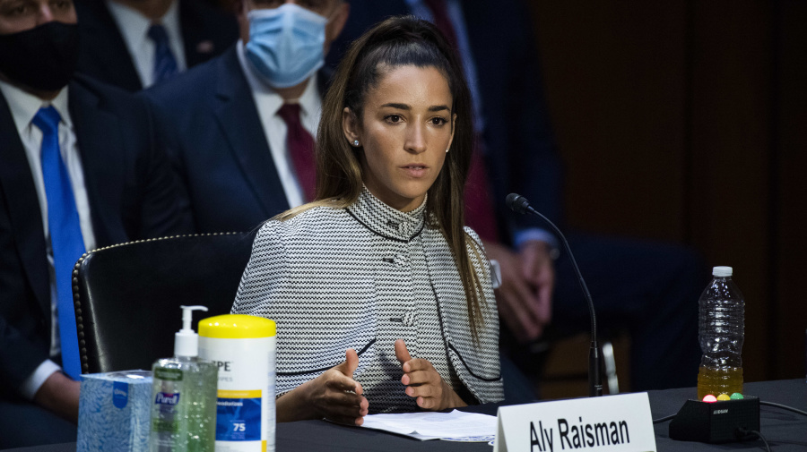 Getty Images - UNITED STATES - SEPTEMBER 15: U.S. Olympic gymnast Aly Raisman testifies during the Senate Judiciary Committee hearing titled Dereliction of Duty: Examining the Inspector Generals Report on the FBIs Handling of the Larry Nassar Investigation, in Hart Building on Wednesday, September 15, 2021. Gymnasts McKayla Maroney, Maggie Nichols and Simone Biles also testified. (Photo By Tom Williams/CQ-Roll Call, Inc via Getty Images)