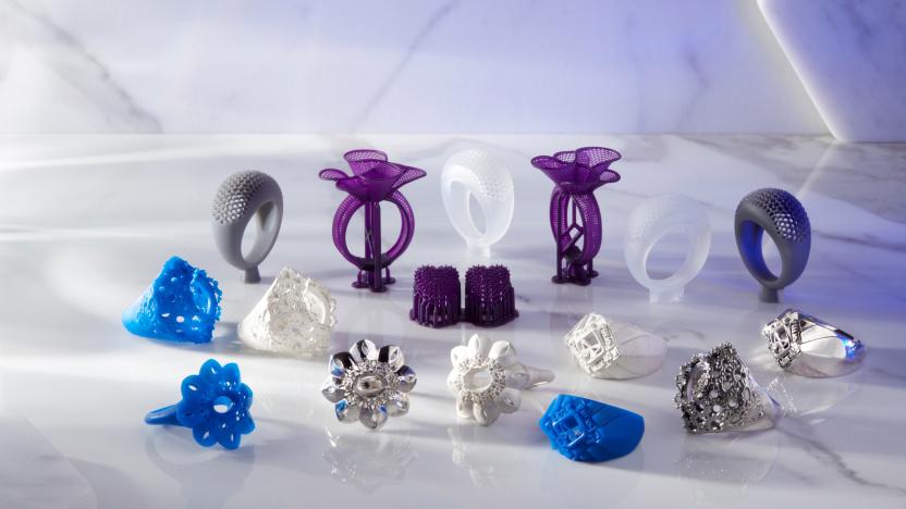 Group shot of rings made with Formlabs' new Castable Wax 40.