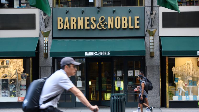 NEW YORK, NEW YORK - JUNE 30: People walk outside the Barnes & Noble book store on Fifth Avenue as New York City moves into Phase 2 of re-opening following restrictions imposed to curb the coronavirus pandemic on June 30, 2020. Phase 2 permits the reopening of offices, in-store retail, outdoor dining, barbers and beauty parlors and numerous other businesses. Phase 2 is the second of four phased stages designated by the state. (Photo by Noam Galai/Getty Images)