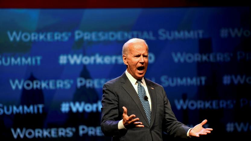 Former U.S. Vice President Joe Biden addresses attendees during the AFL-CIO Workers Presidential Summit in Philadelphia, Pennsylvania, U.S., September 17, 2019. REUTERS/Mark Makela     TPX IMAGES OF THE DAY