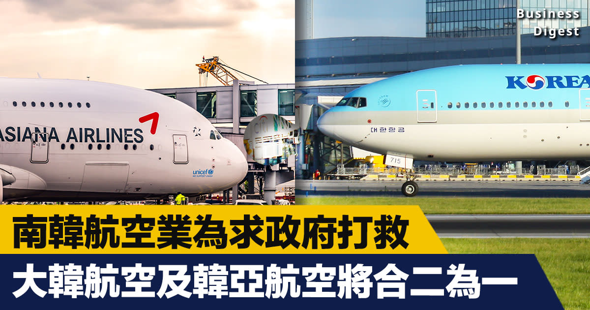 航空自救 南韓航空業為求政府打救 大韓航空及韓亞航空將合二為一