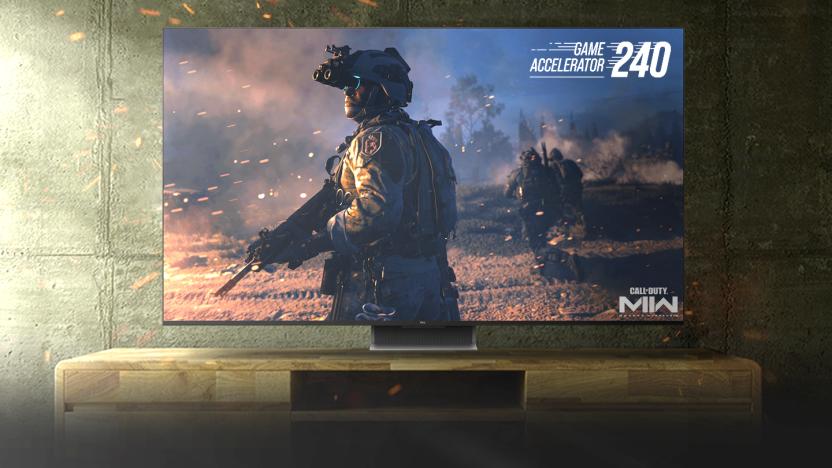 An image of a TCL QM8 TV featuring Call of Duty.