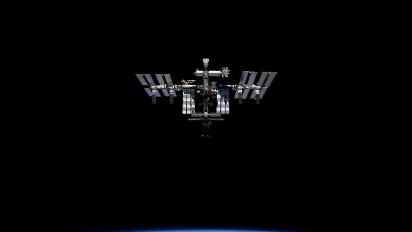 The International Space Station (ISS) is photographed by Expedition 66 crew member Roscosmos cosmonaut Pyotr Dubrov from the Soyuz MS-19 spacecraft, in this image released April 20, 2022.