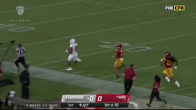 Highlight: Stanford's Nathaniel Peat finds end zone on career-long 87-yard run against No. 14 USC