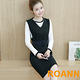 圓領長袖T恤+背心直筒裙套裝 (黑色)-ROANN product thumbnail 3