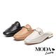 拖鞋 MODA Luxury 時尚質感金屬長釦方頭穆勒低跟拖鞋－咖 product thumbnail 7