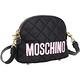 MOSCHINO 粉字母絎縫尼龍可拆背帶手拿/斜背貝殼包(黑色) product thumbnail 5