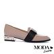 跟鞋 MODA Luxury 英倫風大織帶釦飾造型樂福低跟鞋－米 product thumbnail 3