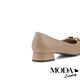低跟鞋 MODA Luxury 輕奢復古馬銜釦羊皮方頭低跟鞋－杏 product thumbnail 4
