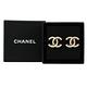 CHANEL 復古方水鑽CC LOGO造型貼耳針式耳環(黑/金) product thumbnail 5