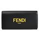 FENDI 經典文字牛皮翻蓋多卡長夾(黑/黃) product thumbnail 2