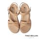 Tino Bellini 歐洲進口羊皮交叉繞帶坡跟厚底涼鞋-米 product thumbnail 4