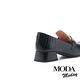 低跟鞋 MODA MODAY 簡約質感全真皮壓紋鍊條方頭樂福低跟鞋－黑 product thumbnail 4