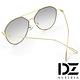 DZ 淺色片金屬細框 防曬太陽眼鏡造型墨鏡(金框漸層灰) product thumbnail 6