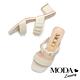拖鞋 MODA Luxury 甜美浪漫系抓皺羊皮一字高跟拖鞋－白 product thumbnail 5
