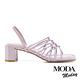 涼鞋 MODA MODAY  簡約交叉線條羊皮方頭粗跟涼鞋－紫 product thumbnail 3