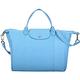 LONGCHAMP Le pliage Cuir 短把皮革摺疊兩用包(中/水藍色) product thumbnail 2