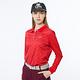 【Lynx Golf】女款吸濕排汗網眼材質滿版小愛心印花長袖POLO衫-紅色 product thumbnail 3