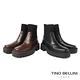 Tino Bellini 義大利進口牛皮小方頭針織襪套厚底短靴FWMV011-黑 product thumbnail 6