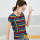 圓領彩色條紋短袖T恤 (共二色)-ROANN product thumbnail 3
