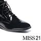 短靴 MISS 21 液感光澤皺漆全真皮綁帶低跟短靴－黑 product thumbnail 6